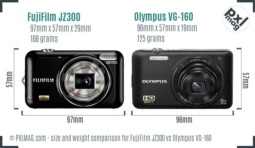 FujiFilm JZ300 vs Olympus VG-160 size comparison