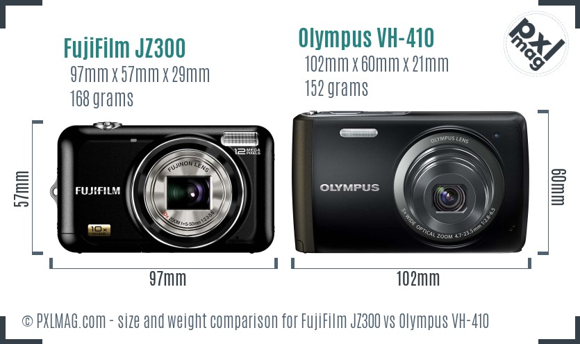 FujiFilm JZ300 vs Olympus VH-410 size comparison