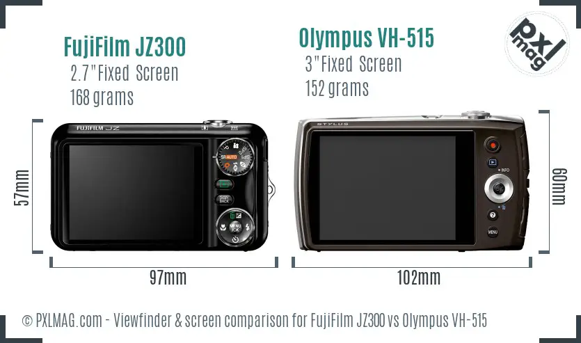 FujiFilm JZ300 vs Olympus VH-515 Screen and Viewfinder comparison