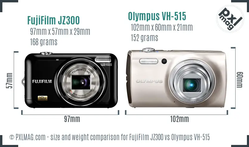 FujiFilm JZ300 vs Olympus VH-515 size comparison