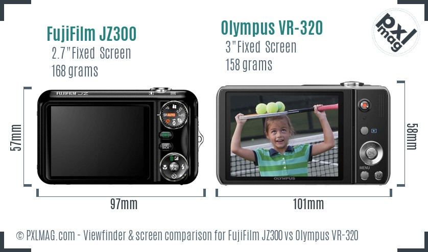 FujiFilm JZ300 vs Olympus VR-320 Screen and Viewfinder comparison