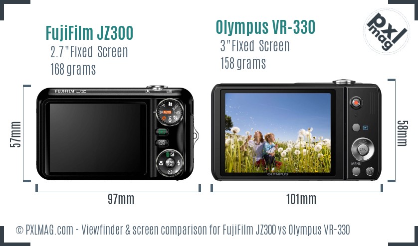 FujiFilm JZ300 vs Olympus VR-330 Screen and Viewfinder comparison