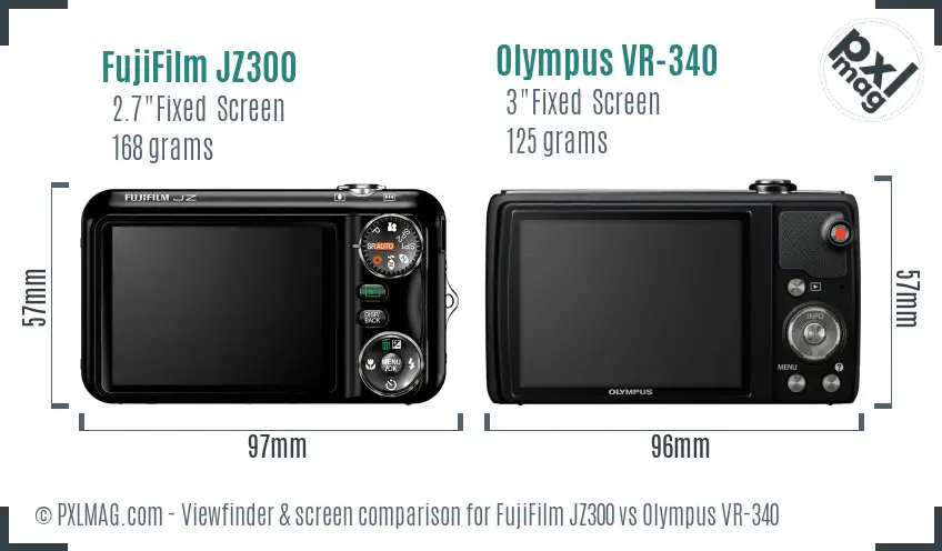 FujiFilm JZ300 vs Olympus VR-340 Screen and Viewfinder comparison