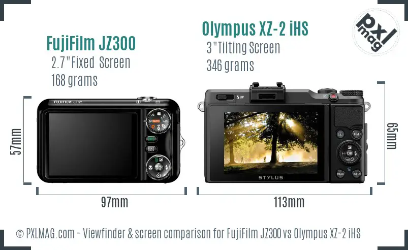 FujiFilm JZ300 vs Olympus XZ-2 iHS Screen and Viewfinder comparison