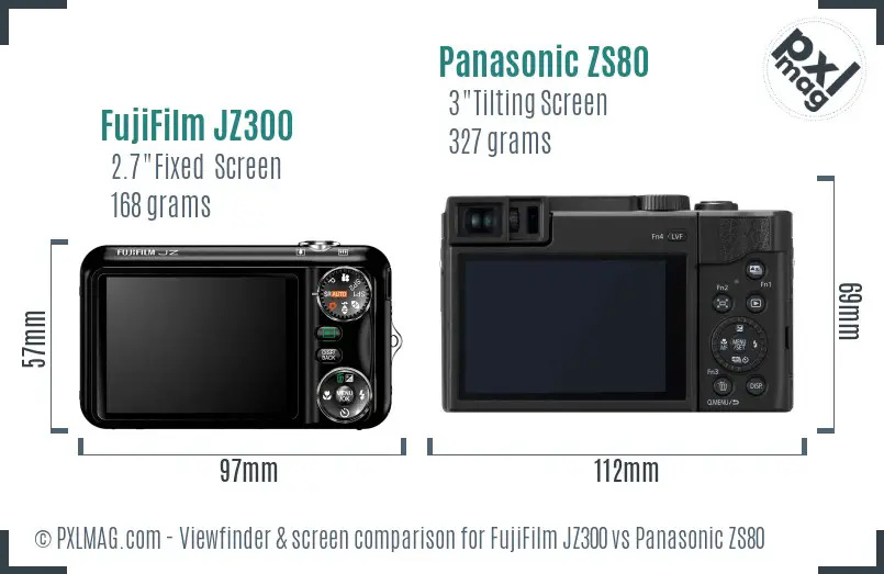 FujiFilm JZ300 vs Panasonic ZS80 Screen and Viewfinder comparison FujiFilm JZ300 vs Panasonic ZS80 Screen and Viewfinder comparison