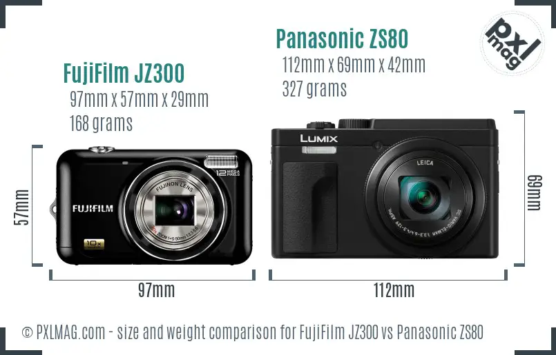 FujiFilm JZ300 vs Panasonic ZS80 size comparison FujiFilm JZ300 vs Panasonic ZS80 size comparison