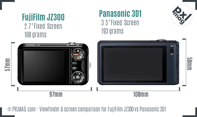 FujiFilm JZ300 vs Panasonic 3D1 Screen and Viewfinder comparison