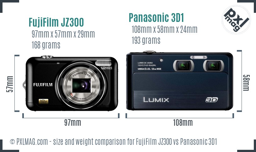 FujiFilm JZ300 vs Panasonic 3D1 size comparison FujiFilm JZ300 vs Panasonic 3D1 size comparison