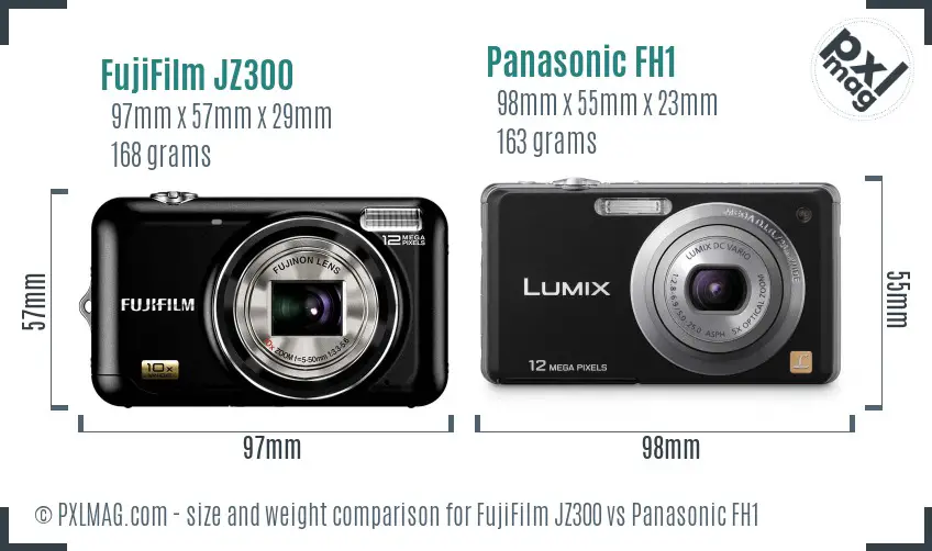 FujiFilm JZ300 vs Panasonic FH1 size comparison
