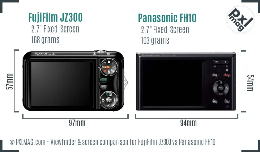 FujiFilm JZ300 vs Panasonic FH10 Screen and Viewfinder comparison