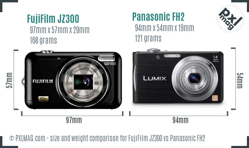 FujiFilm JZ300 vs Panasonic FH2 size comparison