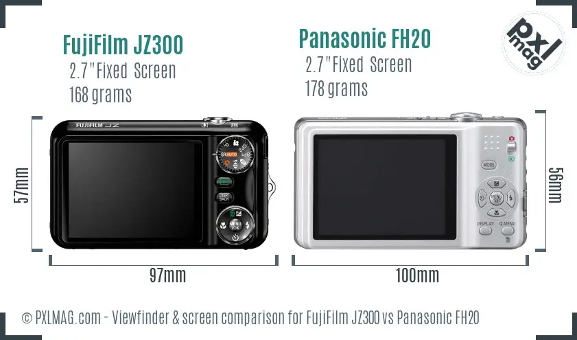 FujiFilm JZ300 vs Panasonic FH20 Screen and Viewfinder comparison FujiFilm JZ300 vs Panasonic FH20 Screen and Viewfinder comparison