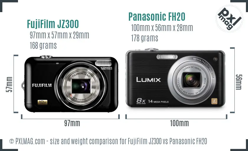 FujiFilm JZ300 vs Panasonic FH20 size comparison FujiFilm JZ300 vs Panasonic FH20 size comparison