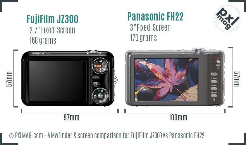 FujiFilm JZ300 vs Panasonic FH22 Screen and Viewfinder comparison