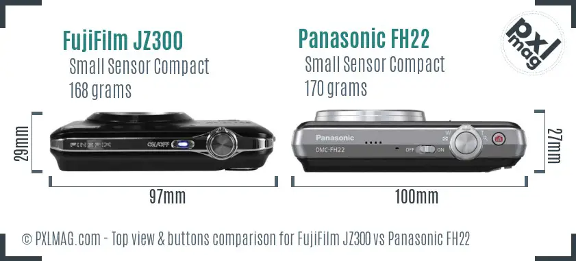 FujiFilm JZ300 vs Panasonic FH22 top view buttons comparison