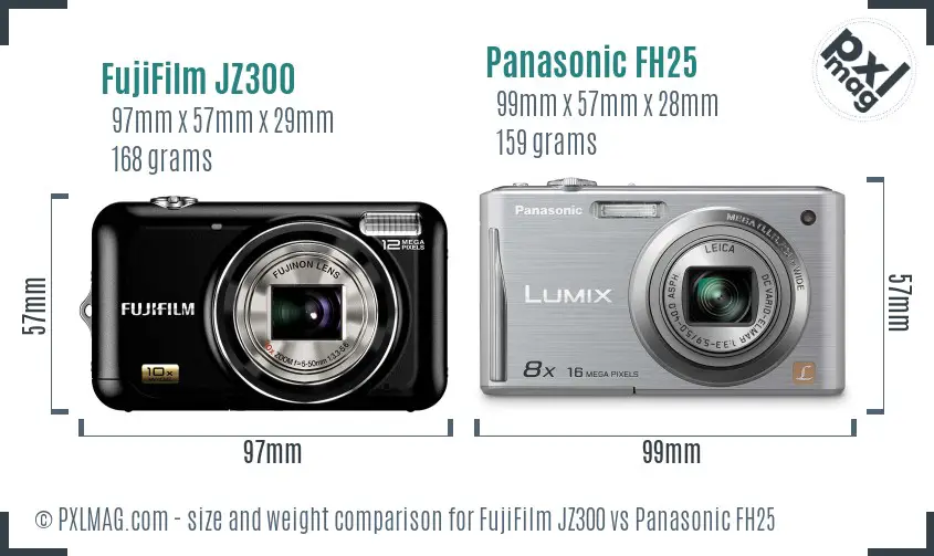 FujiFilm JZ300 vs Panasonic FH25 size comparison