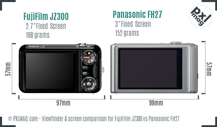 FujiFilm JZ300 vs Panasonic FH27 Screen and Viewfinder comparison