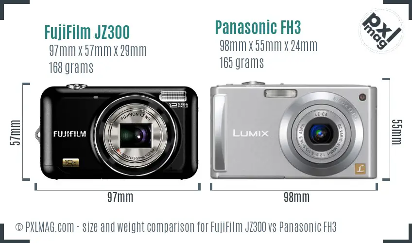 FujiFilm JZ300 vs Panasonic FH3 size comparison