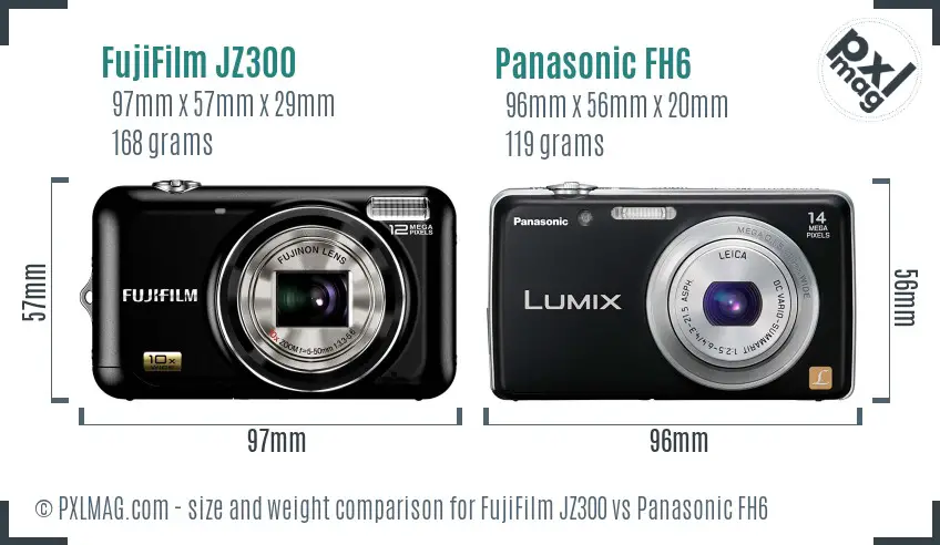 FujiFilm JZ300 vs Panasonic FH6 size comparison