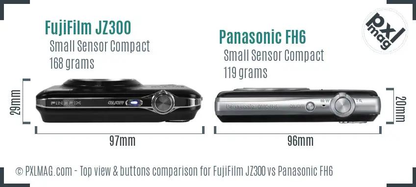 FujiFilm JZ300 vs Panasonic FH6 top view buttons comparison