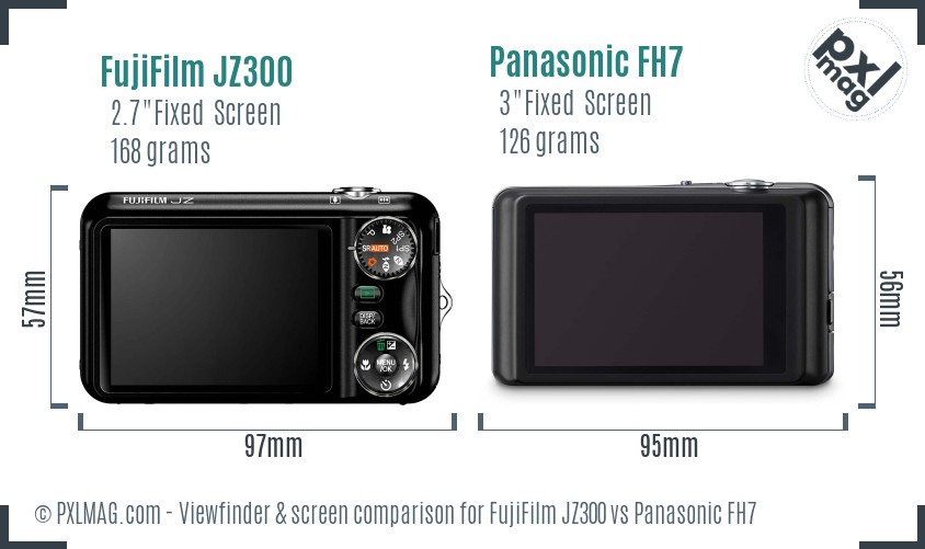 FujiFilm JZ300 vs Panasonic FH7 Screen and Viewfinder comparison