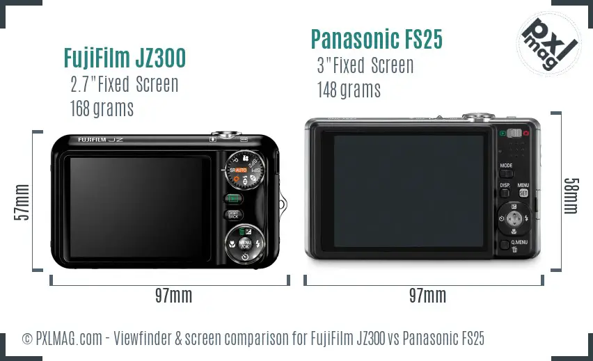 FujiFilm JZ300 vs Panasonic FS25 Screen and Viewfinder comparison FujiFilm JZ300 vs Panasonic FS25 Screen and Viewfinder comparison