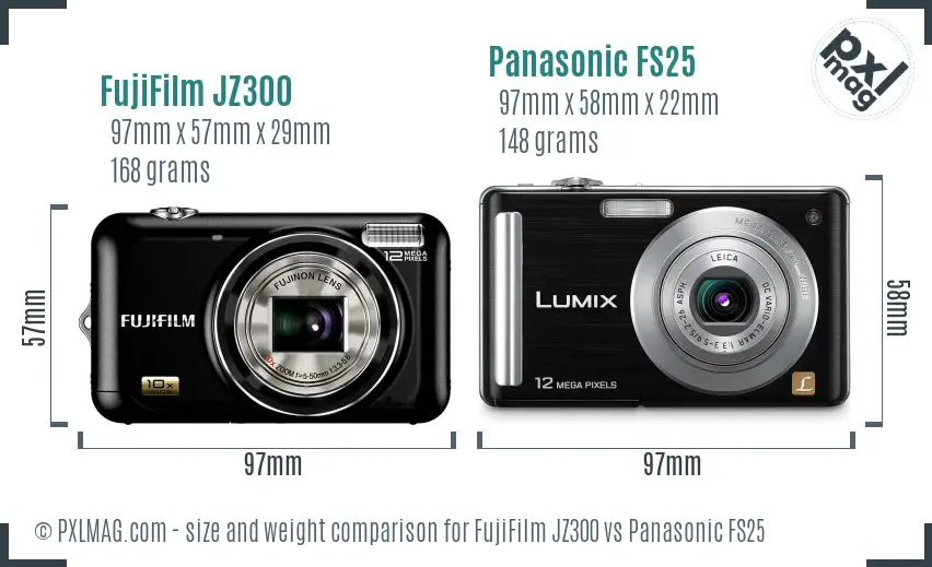 FujiFilm JZ300 vs Panasonic FS25 size comparison FujiFilm JZ300 vs Panasonic FS25 size comparison