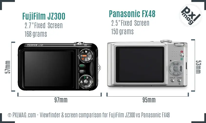 FujiFilm JZ300 vs Panasonic FX48 Screen and Viewfinder comparison