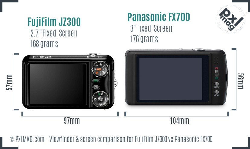 FujiFilm JZ300 vs Panasonic FX700 Screen and Viewfinder comparison