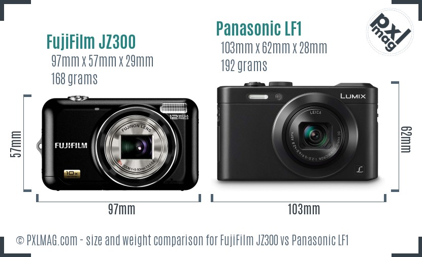 FujiFilm JZ300 vs Panasonic LF1 size comparison