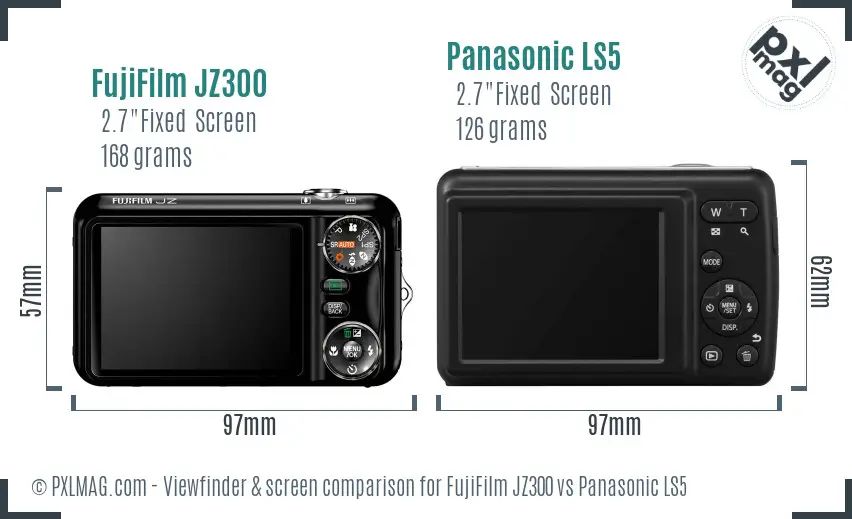 FujiFilm JZ300 vs Panasonic LS5 Screen and Viewfinder comparison