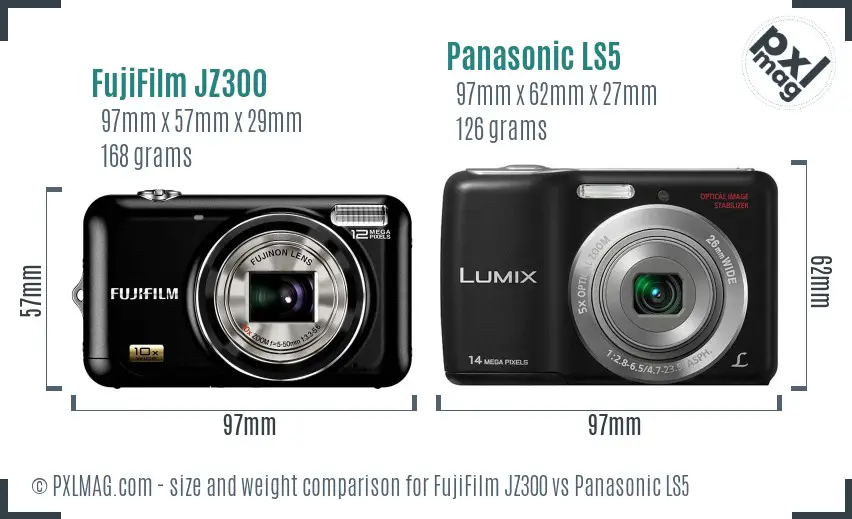 FujiFilm JZ300 vs Panasonic LS5 size comparison