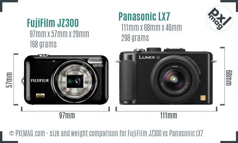 FujiFilm JZ300 vs Panasonic LX7 size comparison