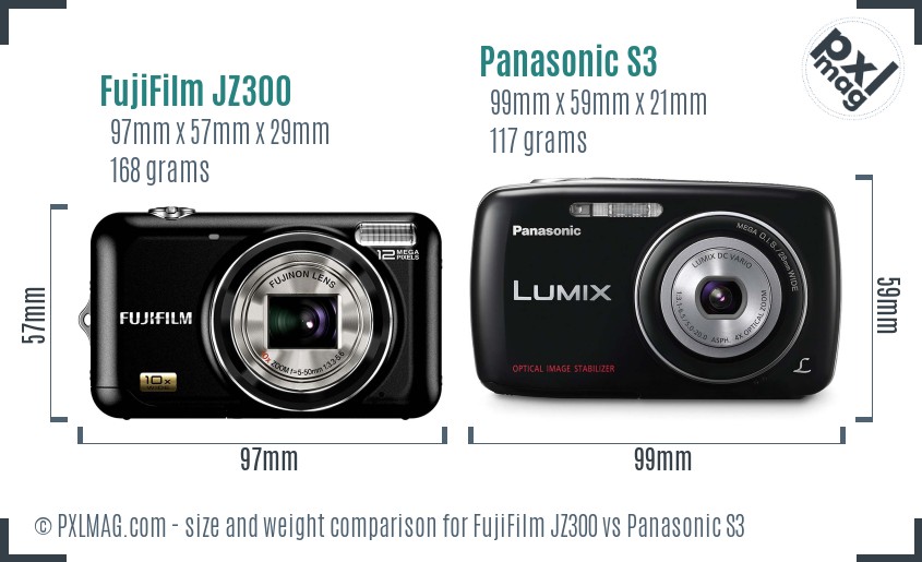 FujiFilm JZ300 vs Panasonic S3 size comparison