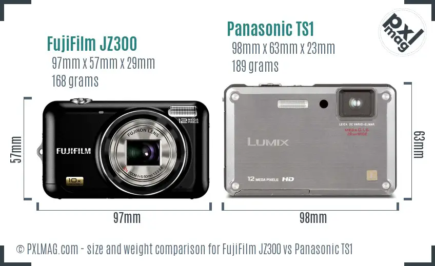 FujiFilm JZ300 vs Panasonic TS1 size comparison