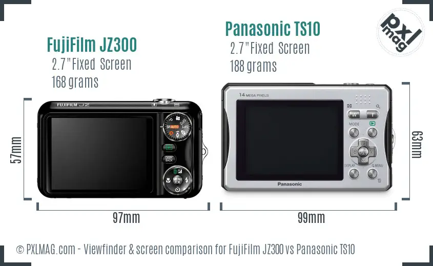 FujiFilm JZ300 vs Panasonic TS10 Screen and Viewfinder comparison