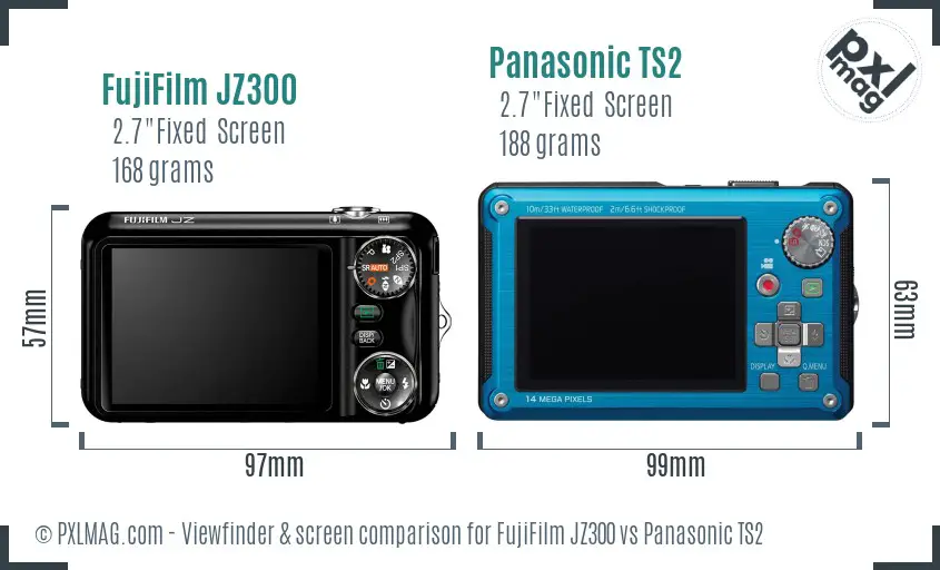 FujiFilm JZ300 vs Panasonic TS2 Screen and Viewfinder comparison