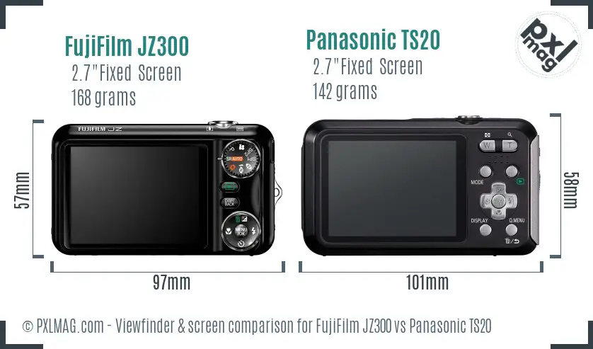 FujiFilm JZ300 vs Panasonic TS20 Screen and Viewfinder comparison