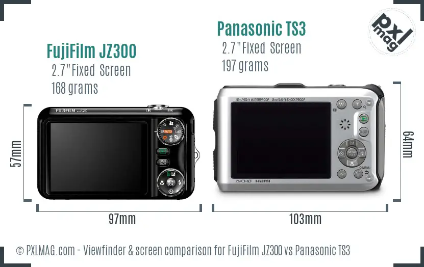 FujiFilm JZ300 vs Panasonic TS3 Screen and Viewfinder comparison