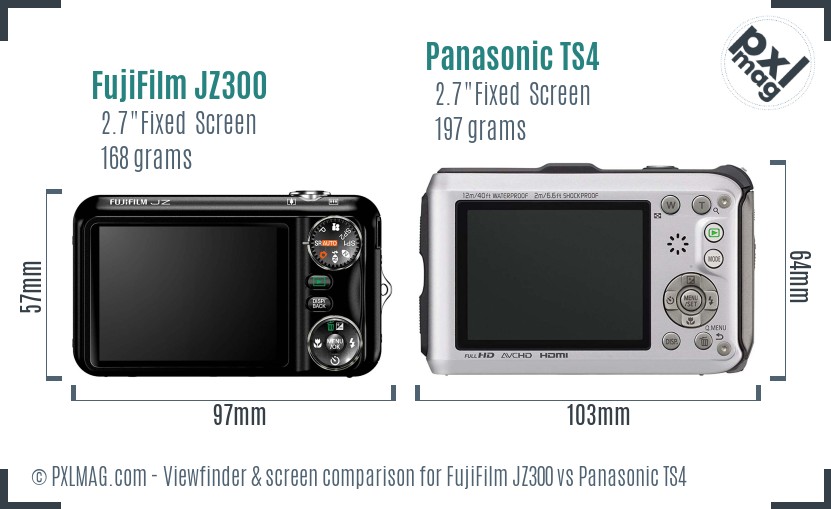FujiFilm JZ300 vs Panasonic TS4 Screen and Viewfinder comparison