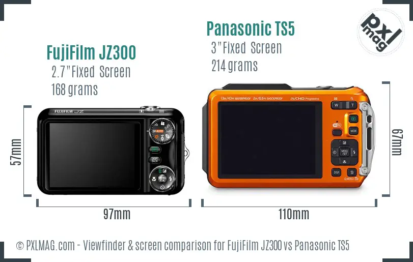 FujiFilm JZ300 vs Panasonic TS5 Screen and Viewfinder comparison