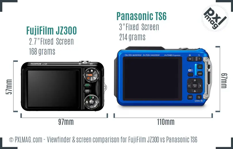FujiFilm JZ300 vs Panasonic TS6 Screen and Viewfinder comparison