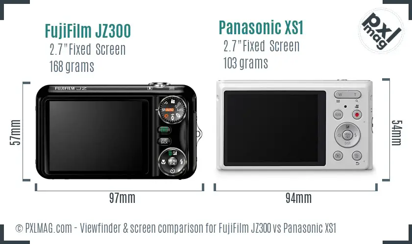 FujiFilm JZ300 vs Panasonic XS1 Screen and Viewfinder comparison