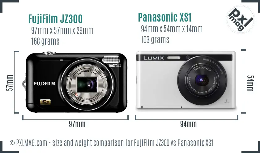 FujiFilm JZ300 vs Panasonic XS1 size comparison