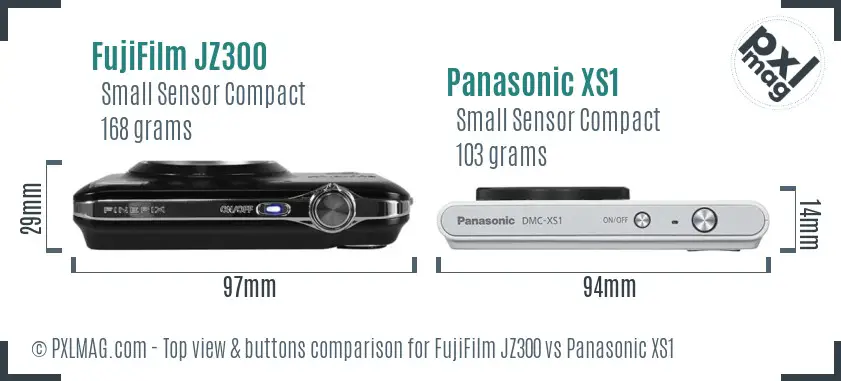 FujiFilm JZ300 vs Panasonic XS1 top view buttons comparison