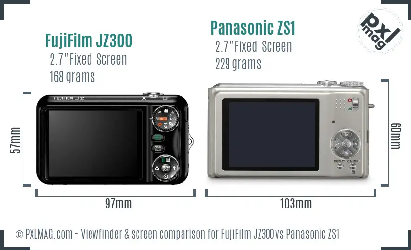 FujiFilm JZ300 vs Panasonic ZS1 Screen and Viewfinder comparison