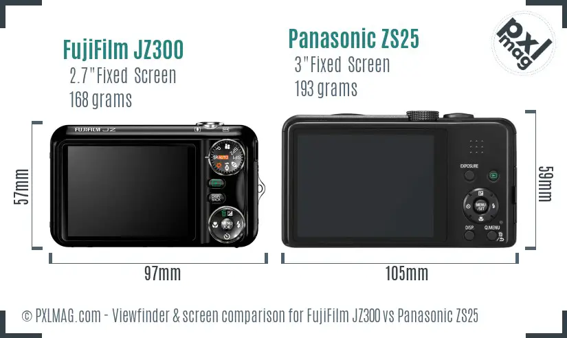 FujiFilm JZ300 vs Panasonic ZS25 Screen and Viewfinder comparison FujiFilm JZ300 vs Panasonic ZS25 Screen and Viewfinder comparison