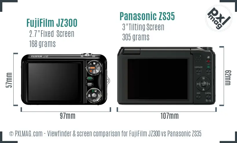 FujiFilm JZ300 vs Panasonic ZS35 Screen and Viewfinder comparison