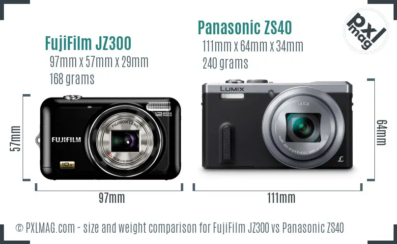 FujiFilm JZ300 vs Panasonic ZS40 size comparison FujiFilm JZ300 vs Panasonic ZS40 size comparison