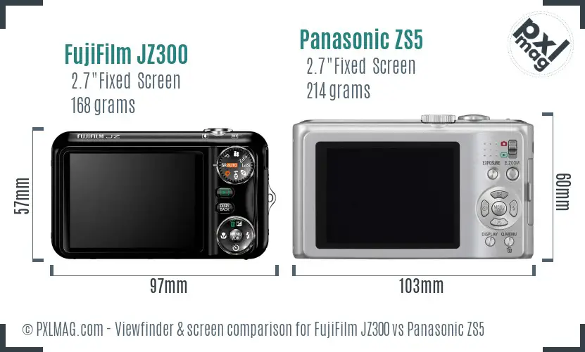 FujiFilm JZ300 vs Panasonic ZS5 Screen and Viewfinder comparison FujiFilm JZ300 vs Panasonic ZS5 Screen and Viewfinder comparison